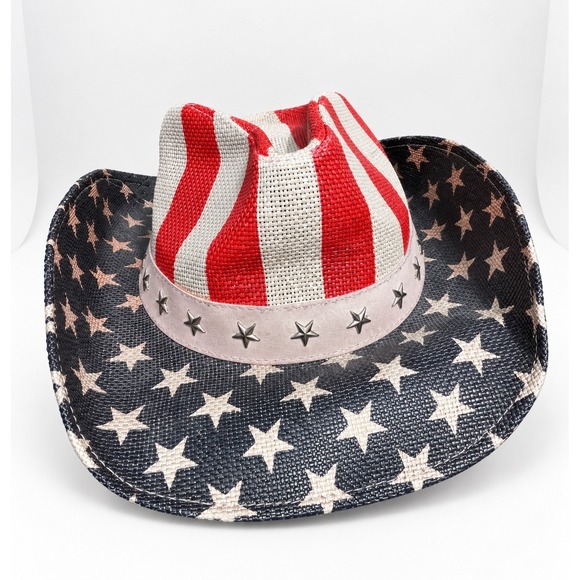 Peter Grimm Other - Peter Grimm American Flag Straw Cowboy Hat Stars Stripes Patriotic Unisex OS